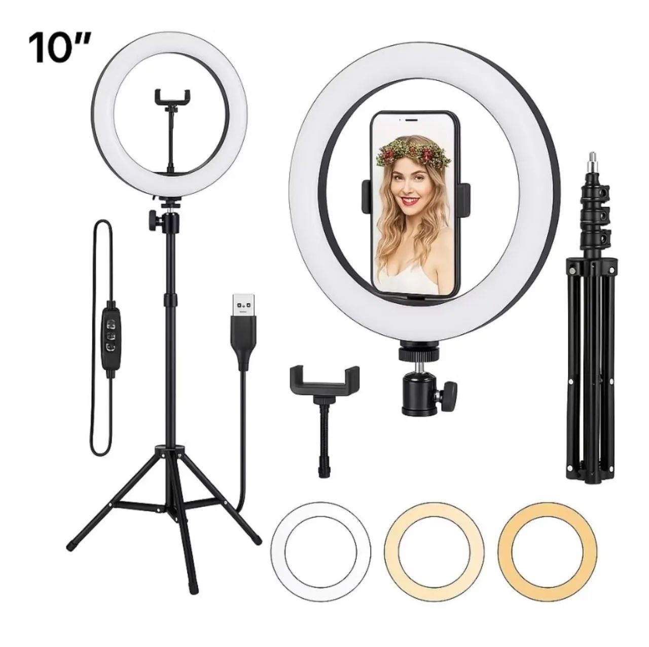 Ring Light 10 Polegadas com Tripé 2,10 Metros C/ RGB e Sem RGB (PIX, DINHEIRO E CARTÃO). - Foto 4