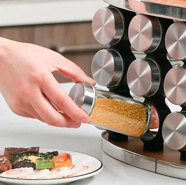 Porta Temperos Condimento Vertical Com Alça Inox 12 Potes