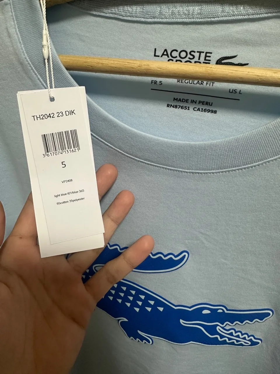 Camiseta Lacoste Sport Azul Claro Regular Fit - Original
