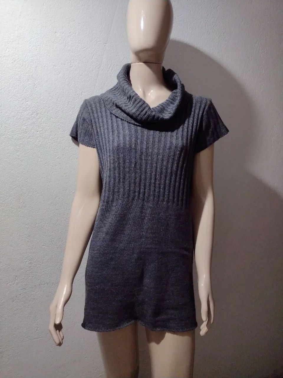 Blusão de tricô gola cowl - Foto 3