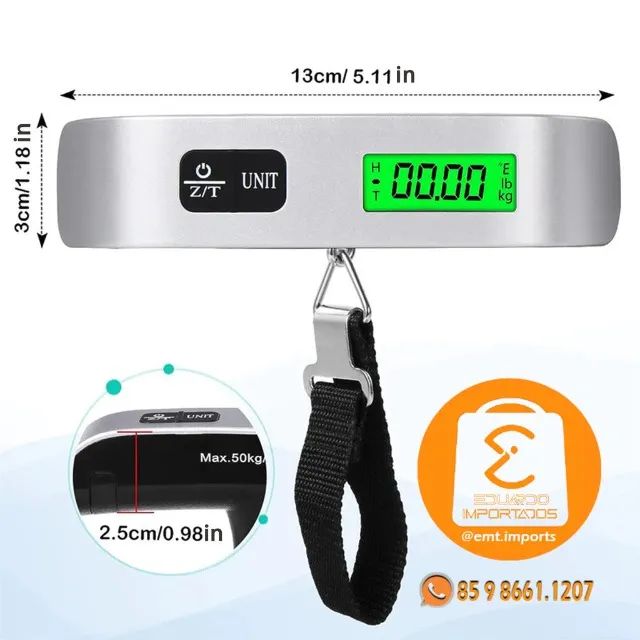 Balança Portatil Digital de Mão com Alça Até 50kg BM-A09 - Foto 2