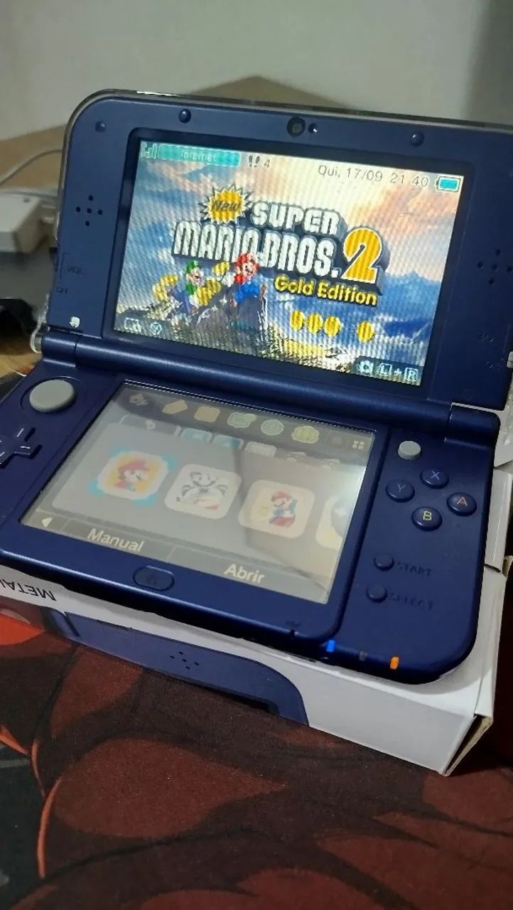 New Nintendo 3DS LL Metallic Blue Completo na Caixa + Acessórios