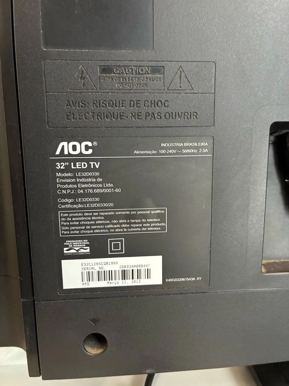 TV LED 32" AOC (Modelo LE32D0330)
