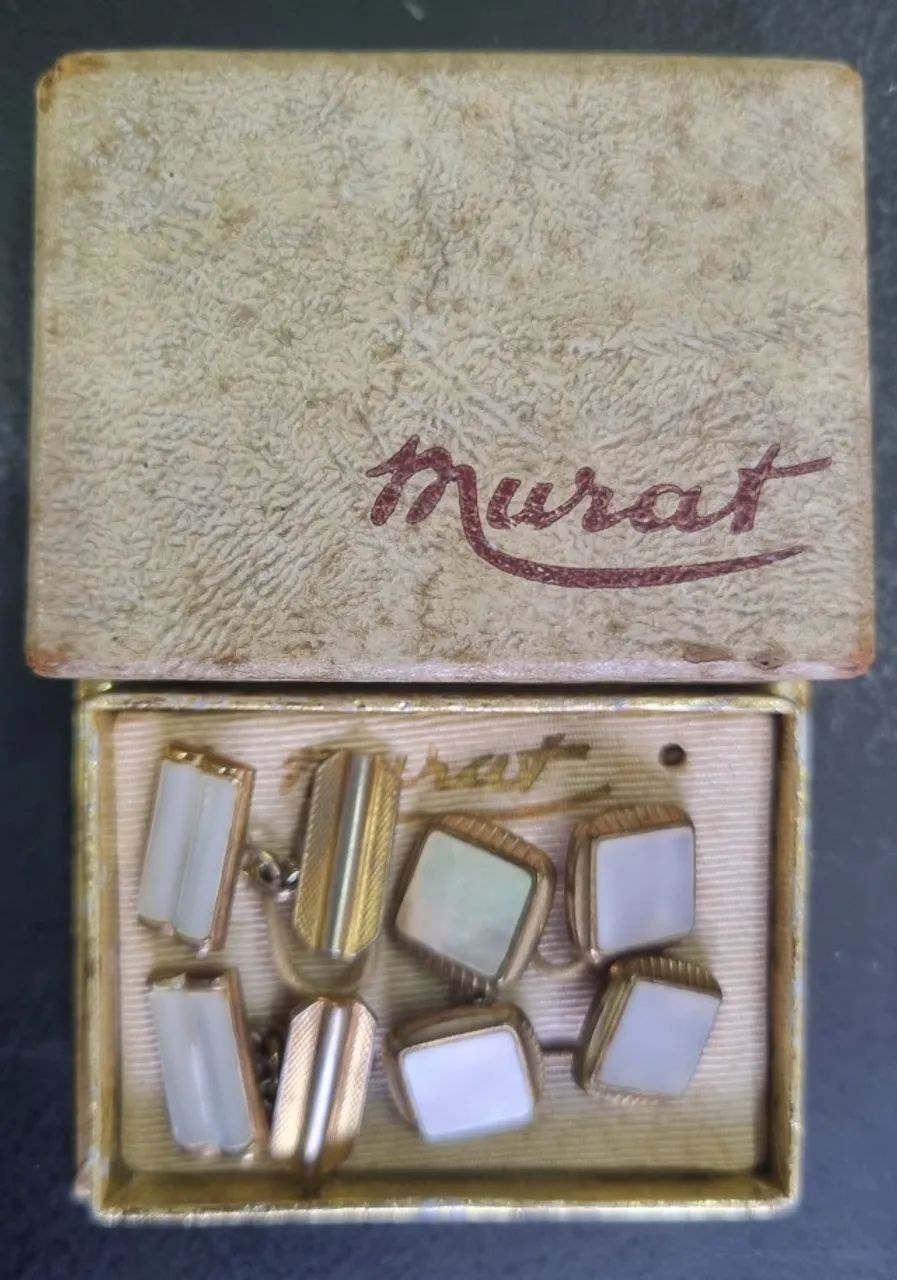 Dois pares de abotoaduras vintage francesas Murat - estojo original
