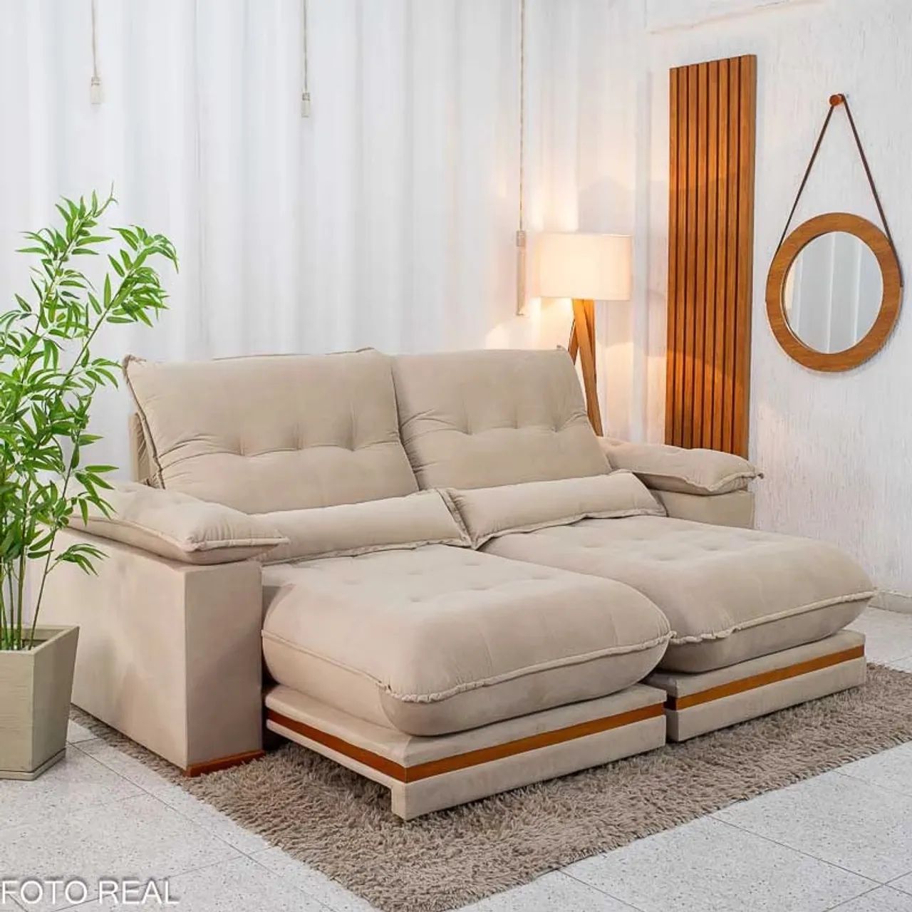 Sofá Retrátil Reclinável Bella 2.30m Veludo D33 e Molas Ensacadas Entrega Rápida