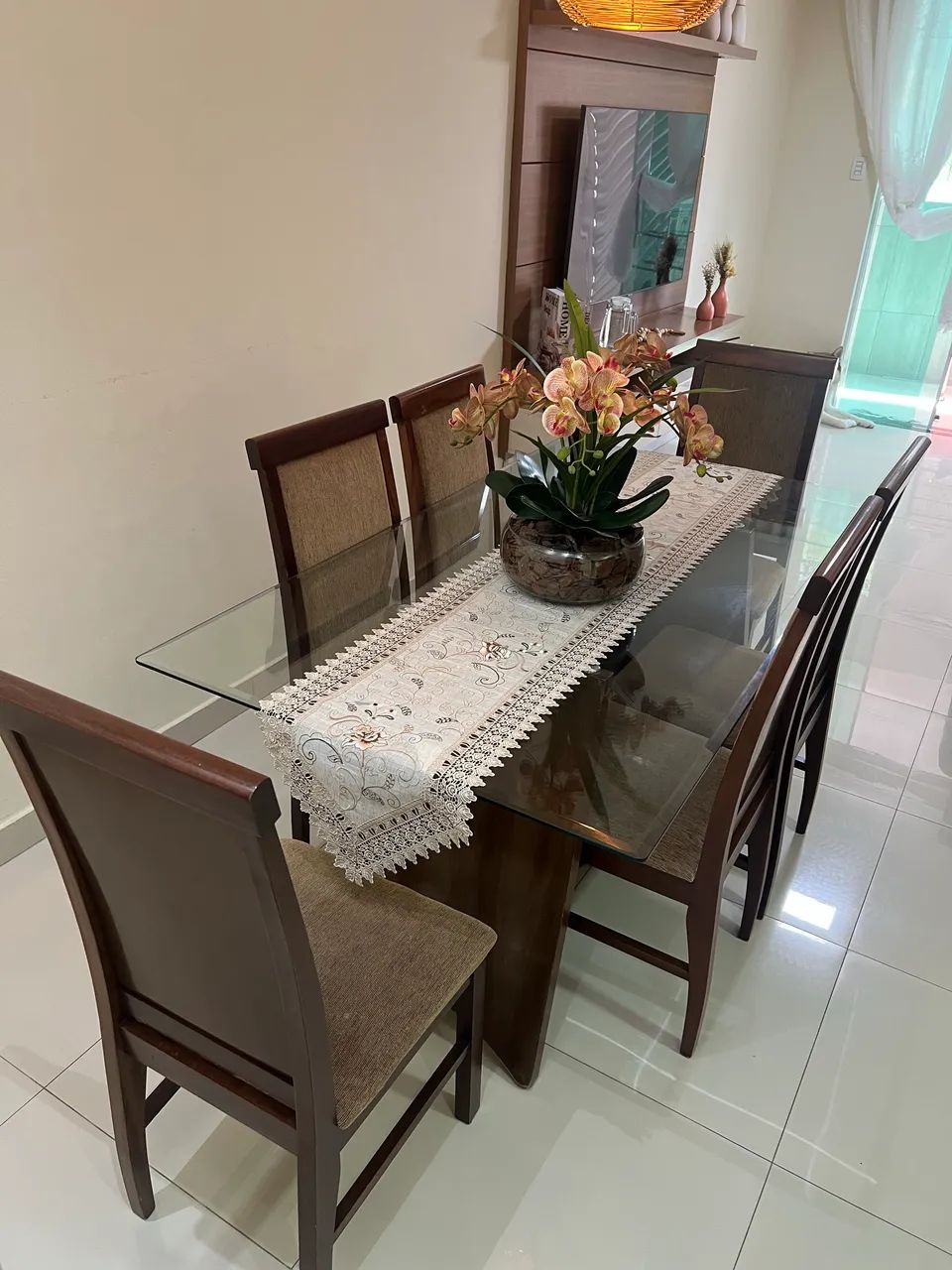 Mesa de vidro com 6 cadeiras  - Foto 4