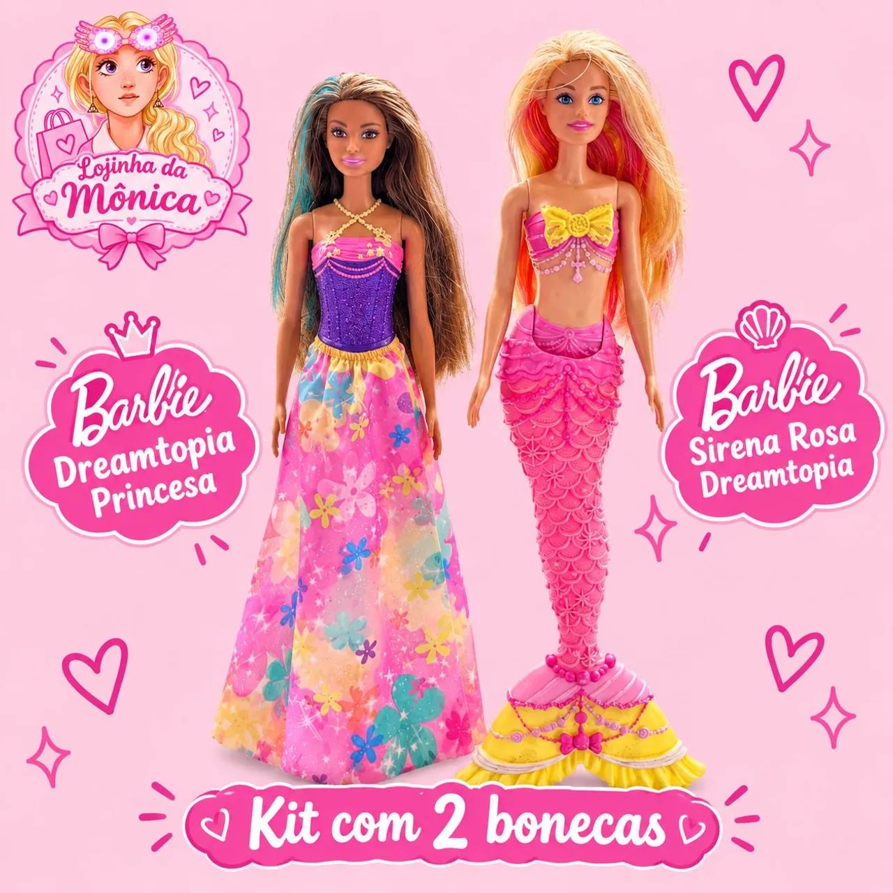 Lote de Barbie Sereia e Princesa