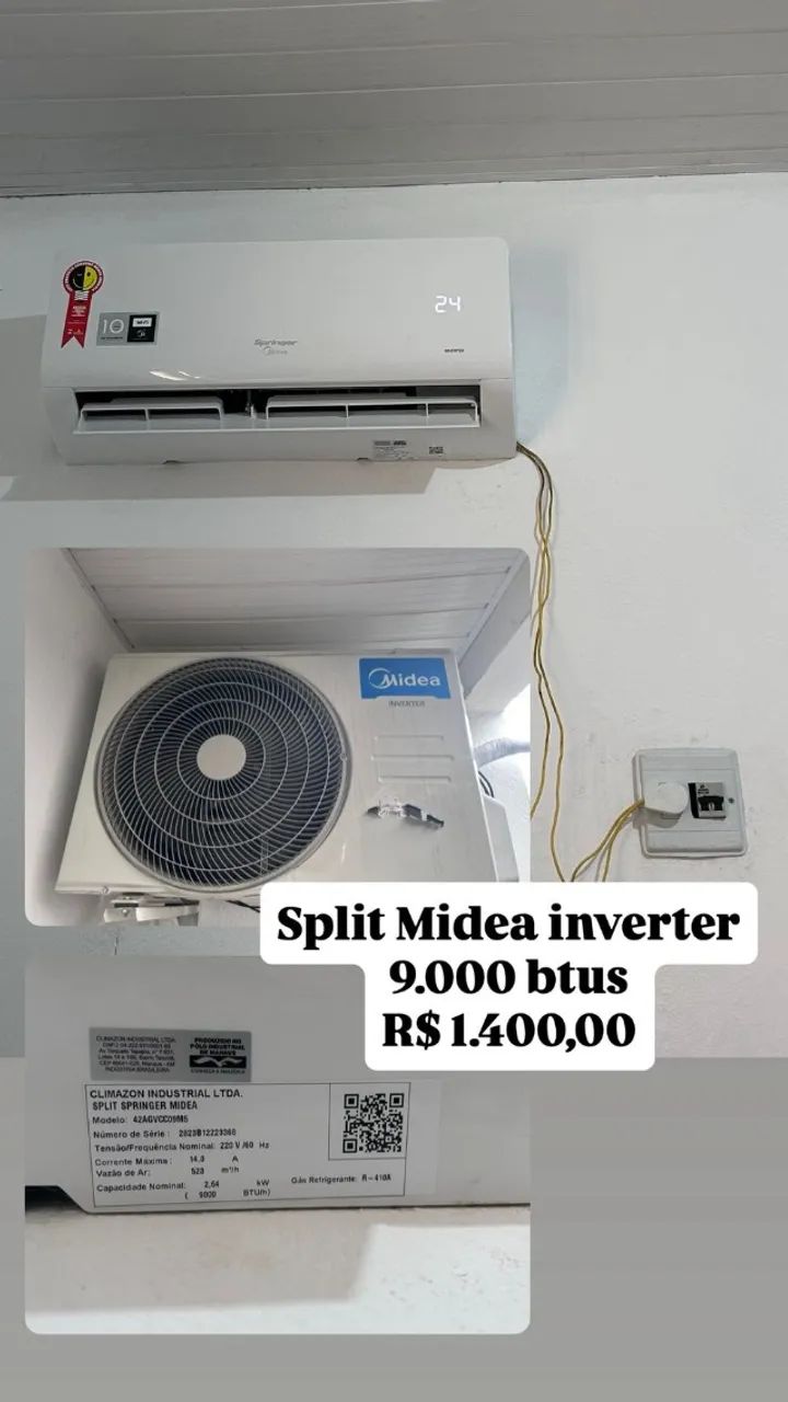 Ar condicionado Sprit Midea Inverter - 9 mil BTUS
