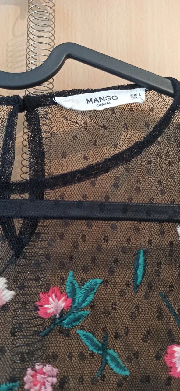 blusa ZARA em tule com bordado - Foto 4