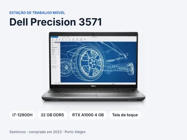 Dell Precision 3571 i7-12800H 32GB RTX A1000 SSD 512GB Tela Touch
