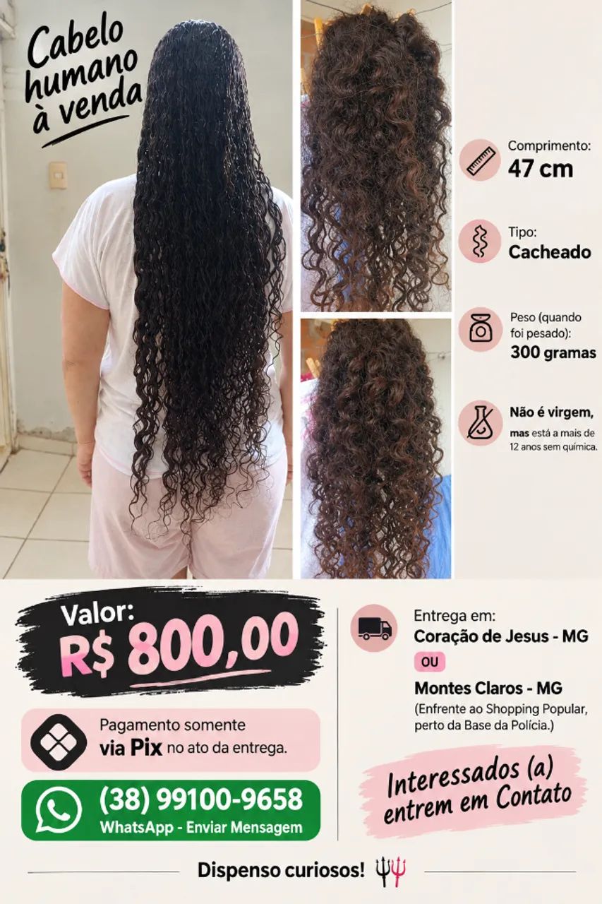 Vendo Cabelo Humano Cacheado 