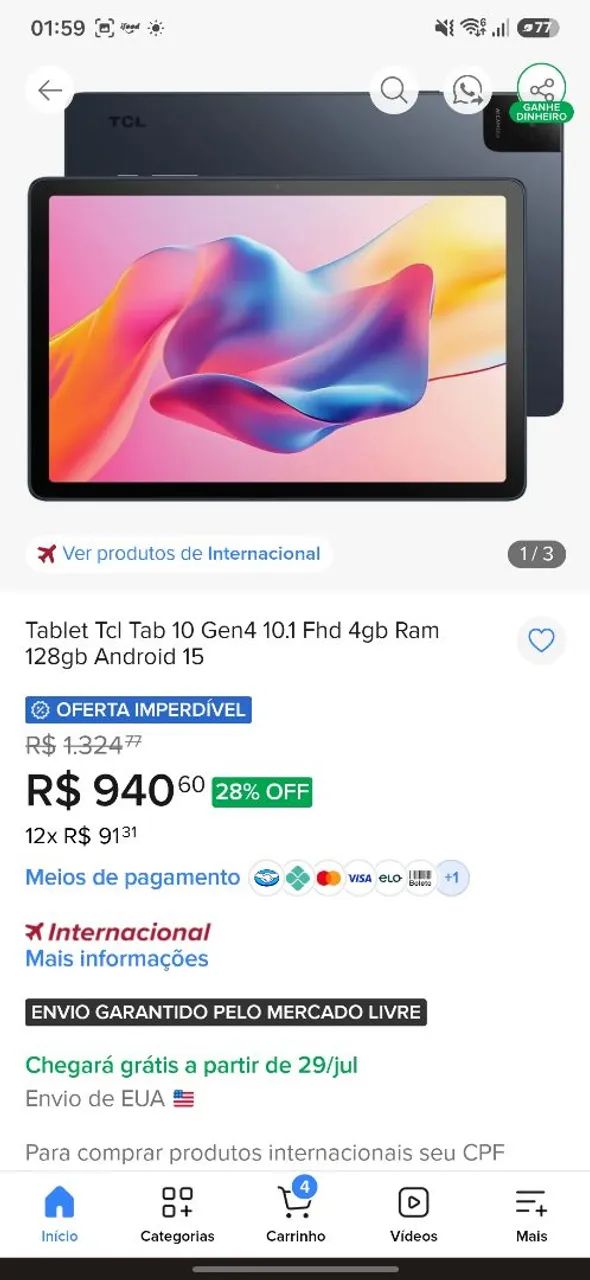Tablet TCL 10" Gen 4 - 128GB (Lacrado) - Foto 2