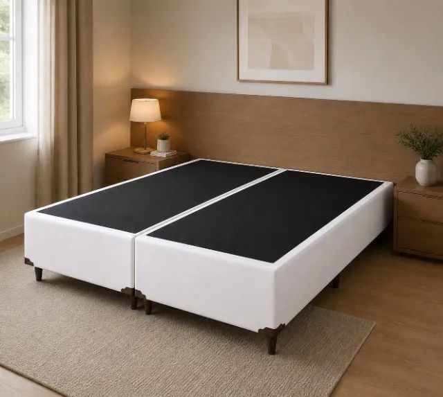 Base Box Casal Bipartido Blindado Branco - Entrega Rápida! 