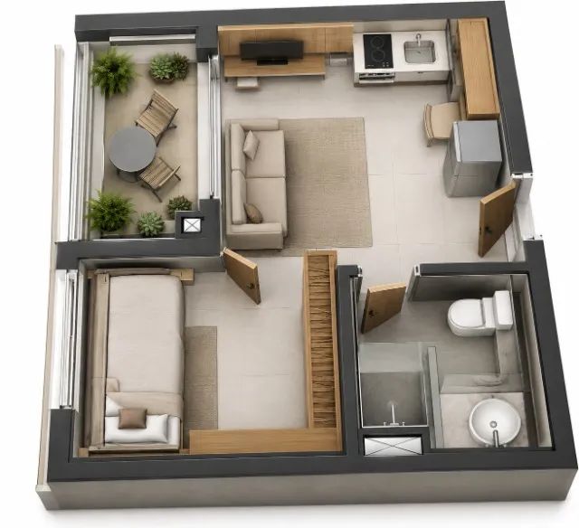 Studio à venda com 28m², 1 quarto e sem vaga