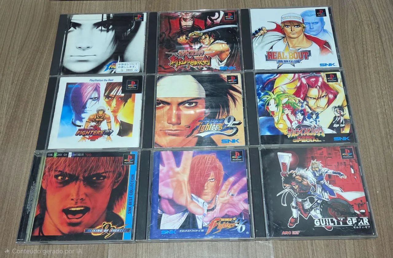 Lote playstation 1 ps1 luta japonês King of fighters kof samurai shodown guilty gear