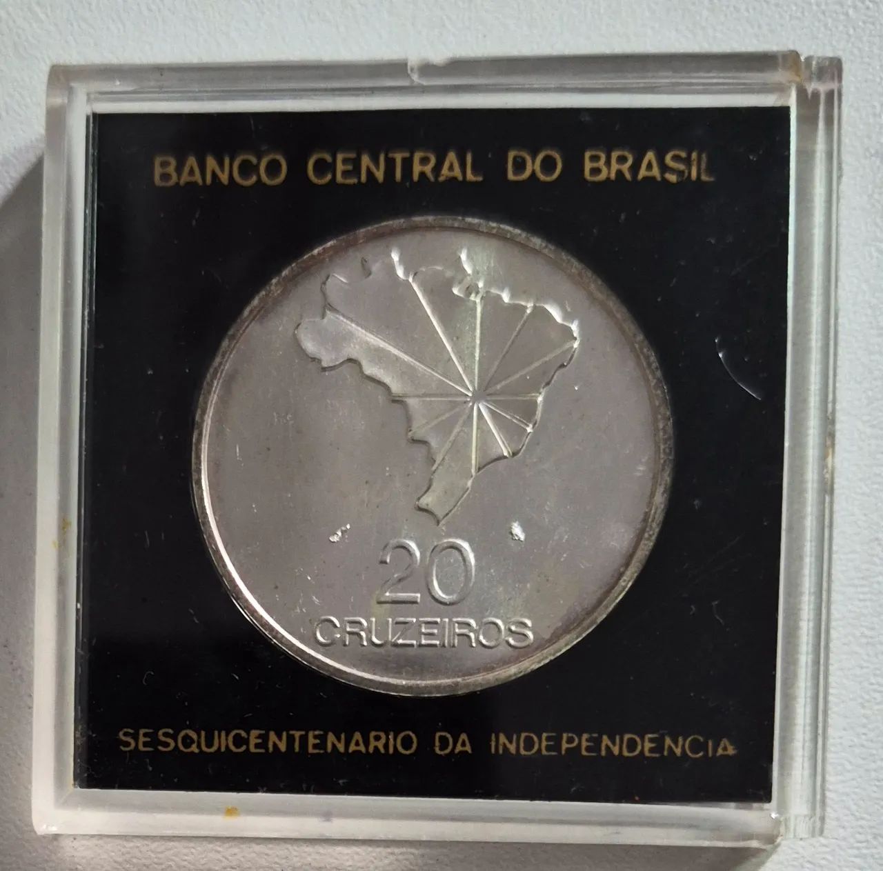 Moeda Prata 20 Cruzeiros Sesquicentenario da Independência 