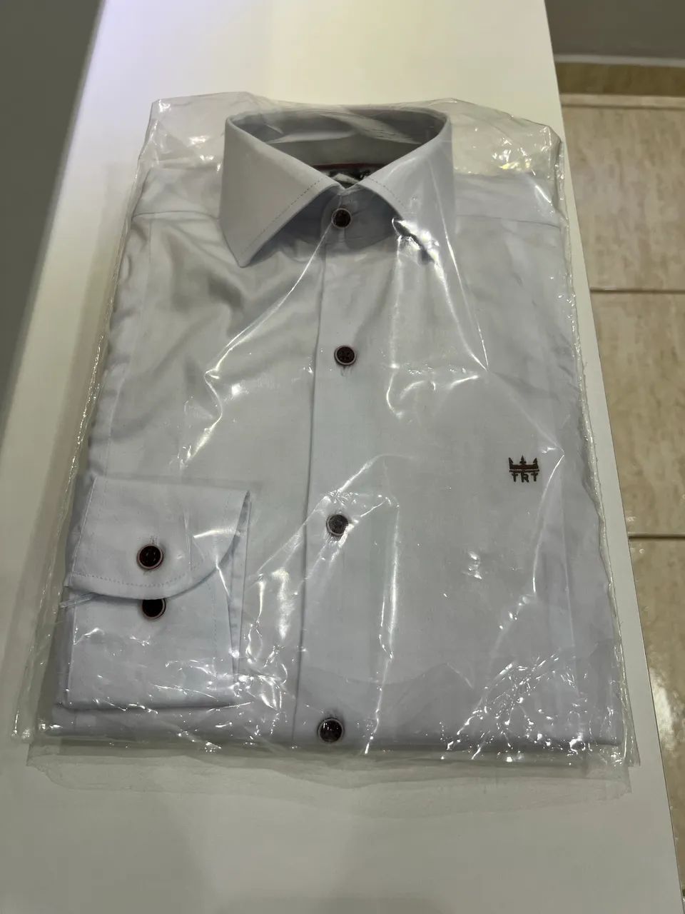 Camisa Manga Longa Slim TRT Off White - Foto 5