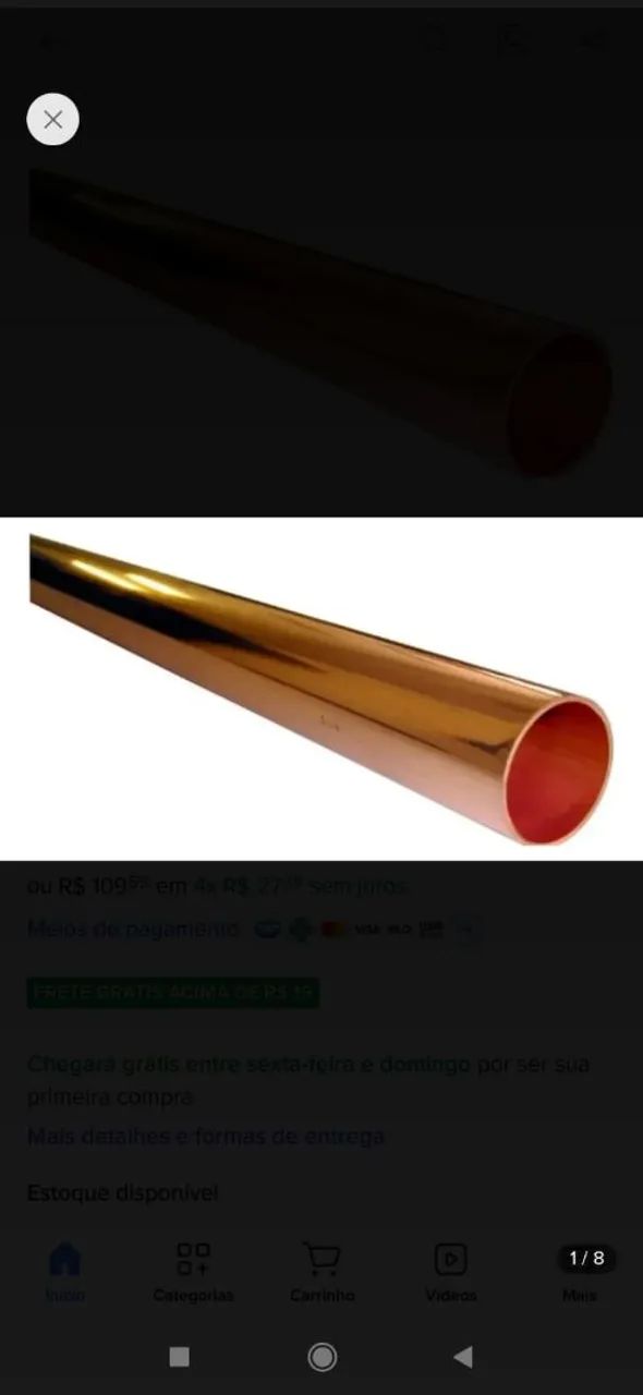 Tubo de cobre 22mm