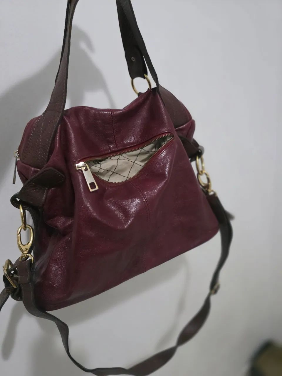 Bolsa couro forrada com bolsos - Foto 5