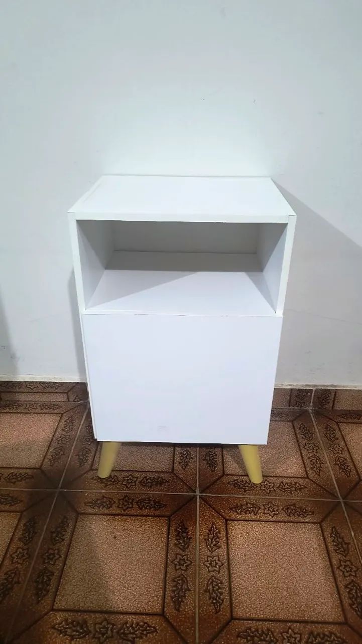 Mesa de Cabeceira Com Porta Nicho Quarto Casal Decoração Retro Rapallo - Foto 2