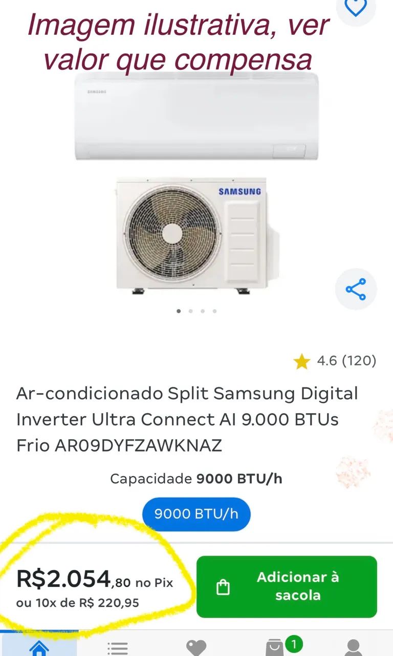 Ar split inverter 9milBtu Samsung  inverter  - Foto 2