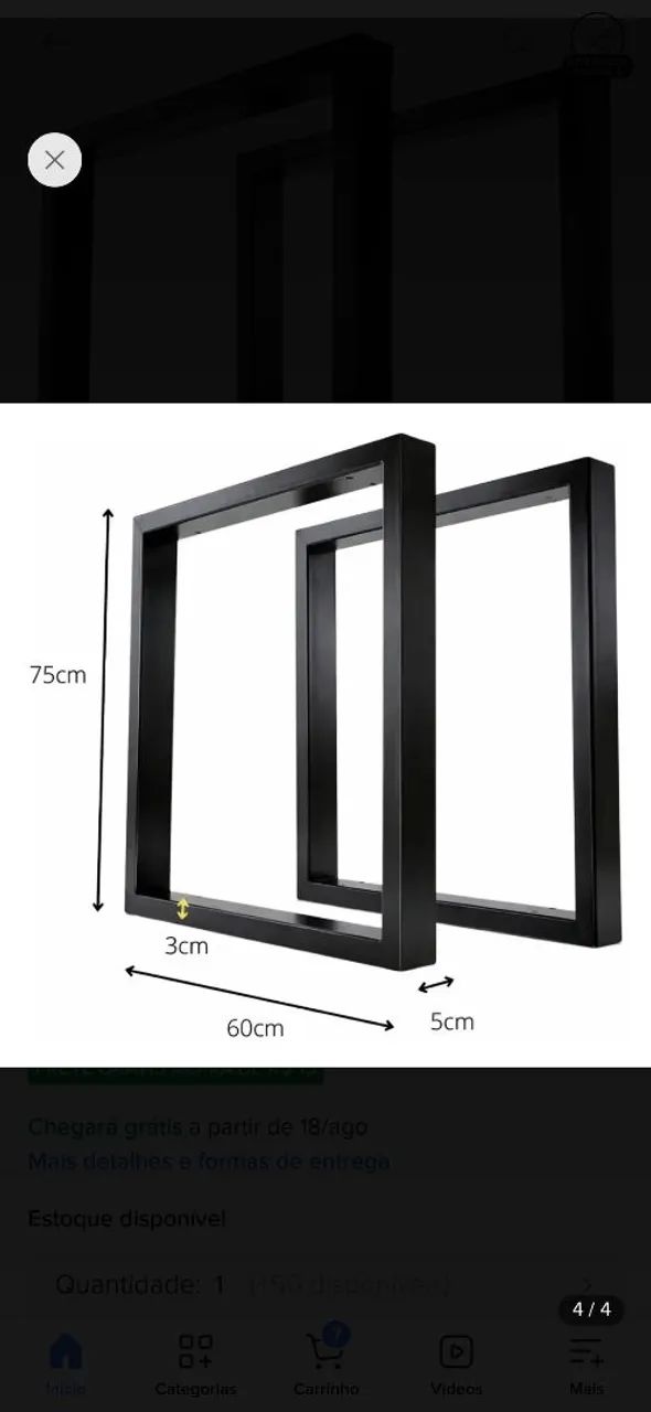 Base de mesa 60x75 chapa 18 