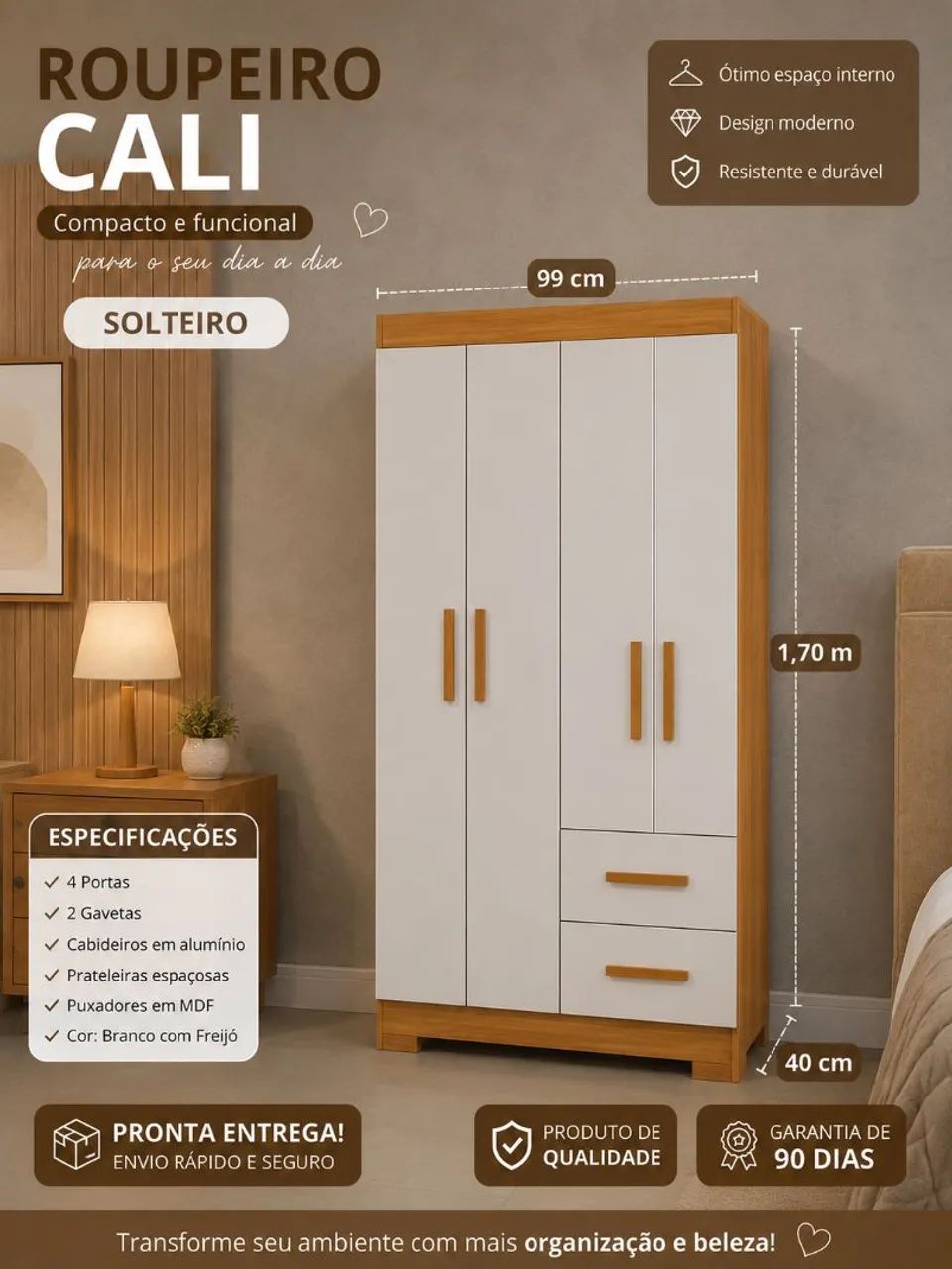 Guarda roupa solteiro cali