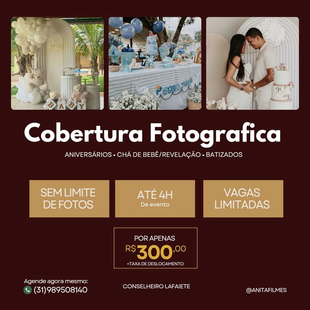 Fotógrafo de aniversário/chá de bebê/eventos em Conselheiro Lafaiete e Região 