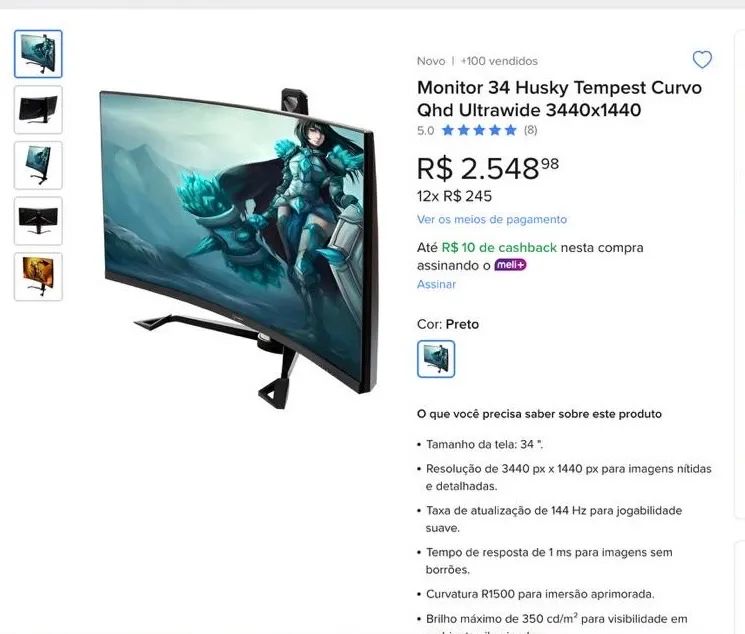 Monitor gamer 34 CURVO huskey  - Foto 3