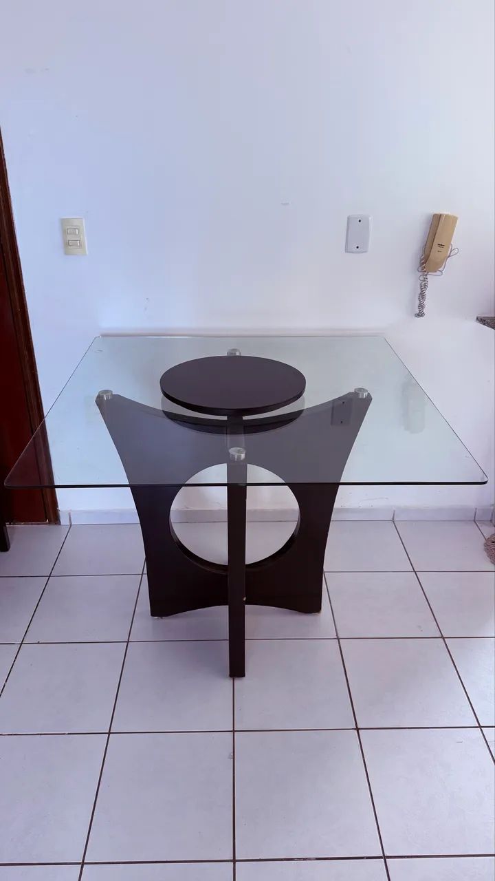 Mesa madeira com tambo de vidro  - Foto 2