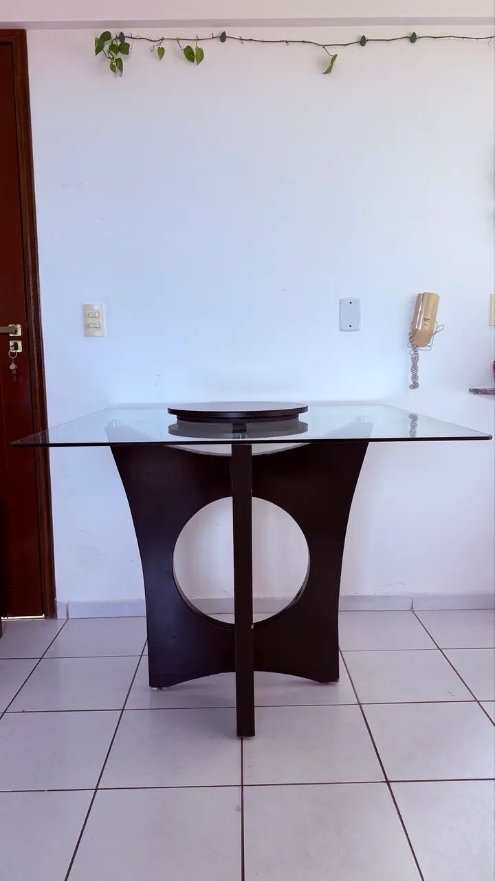 Mesa madeira com tambo de vidro  - Foto 3