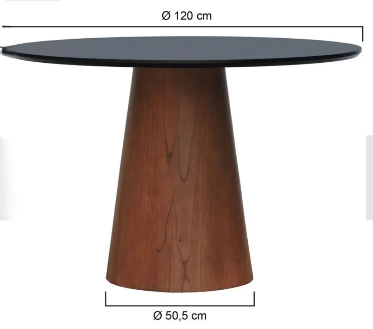 Mesa de vidro com tampo vidro preto e com.base em madeira. Nova!!!
