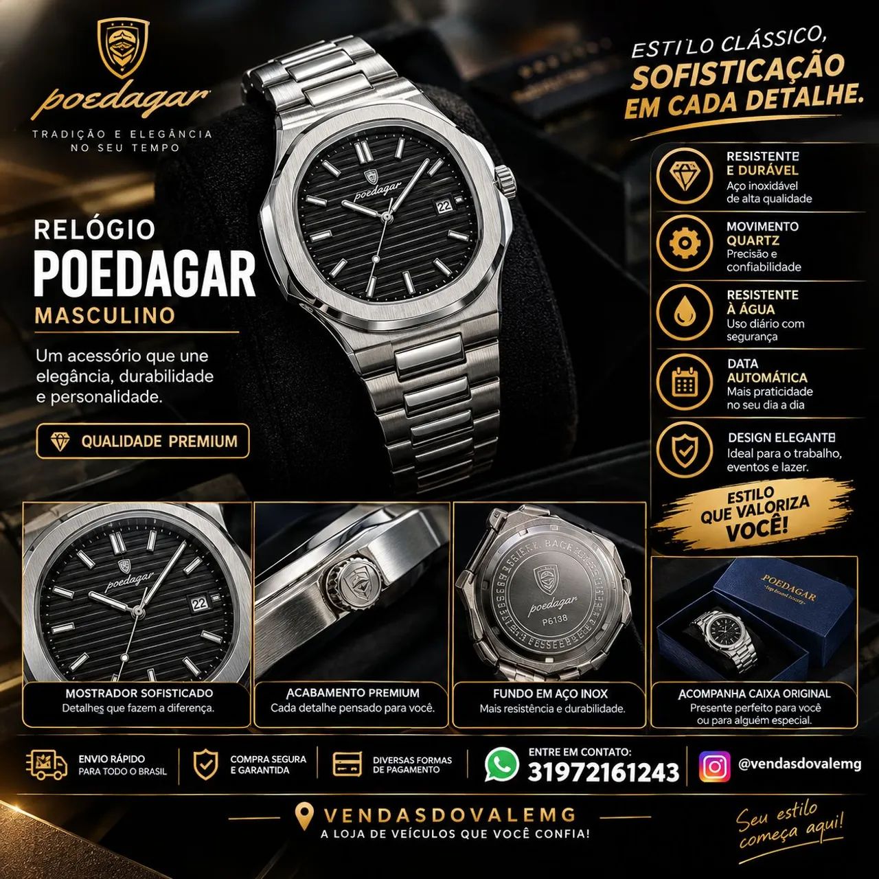 Relógio Poedagar Deluxe Edition( Nautilus)