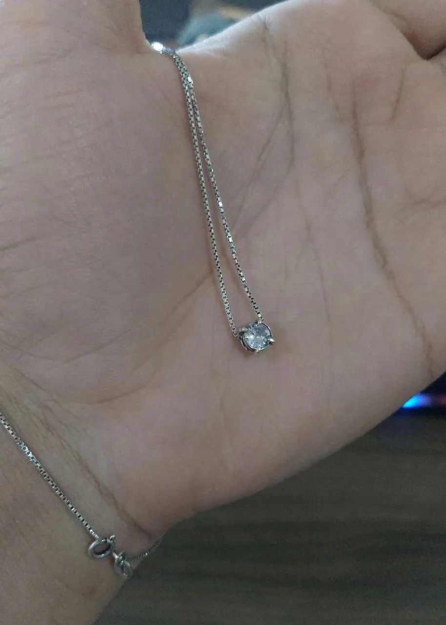 Colar de prata com ponto de luz de zircônia  - Foto 2