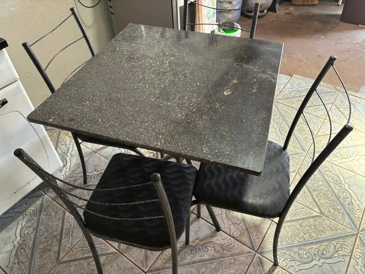 Jogo de mesa de tampa de granito - Foto 5