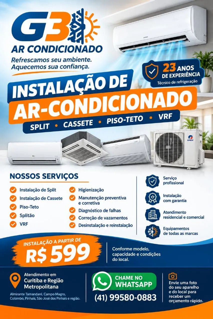 Instalação de Ar Condicionado Split em Curitiba e região 