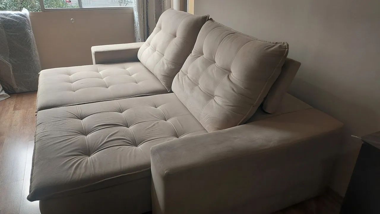 Sofá  Retrátil 4 lugares suede - Foto 5