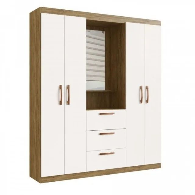  Guarda-Roupa de Solteiro 4 Portas com Espelho - Foto 3