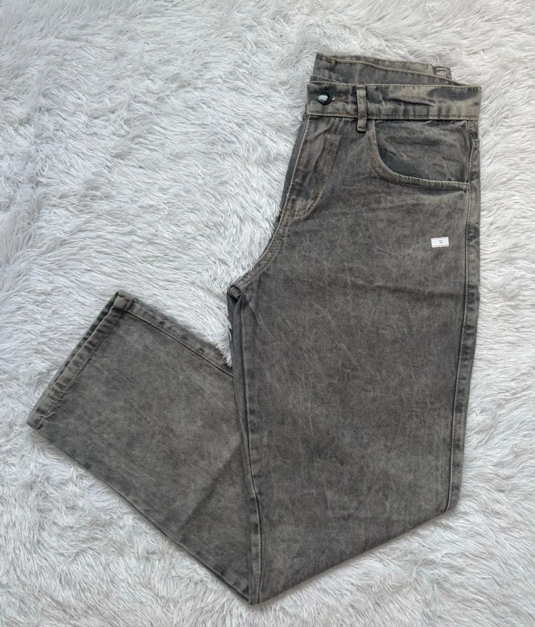 Calça Jeans Baggy Balão Cinza Claro 