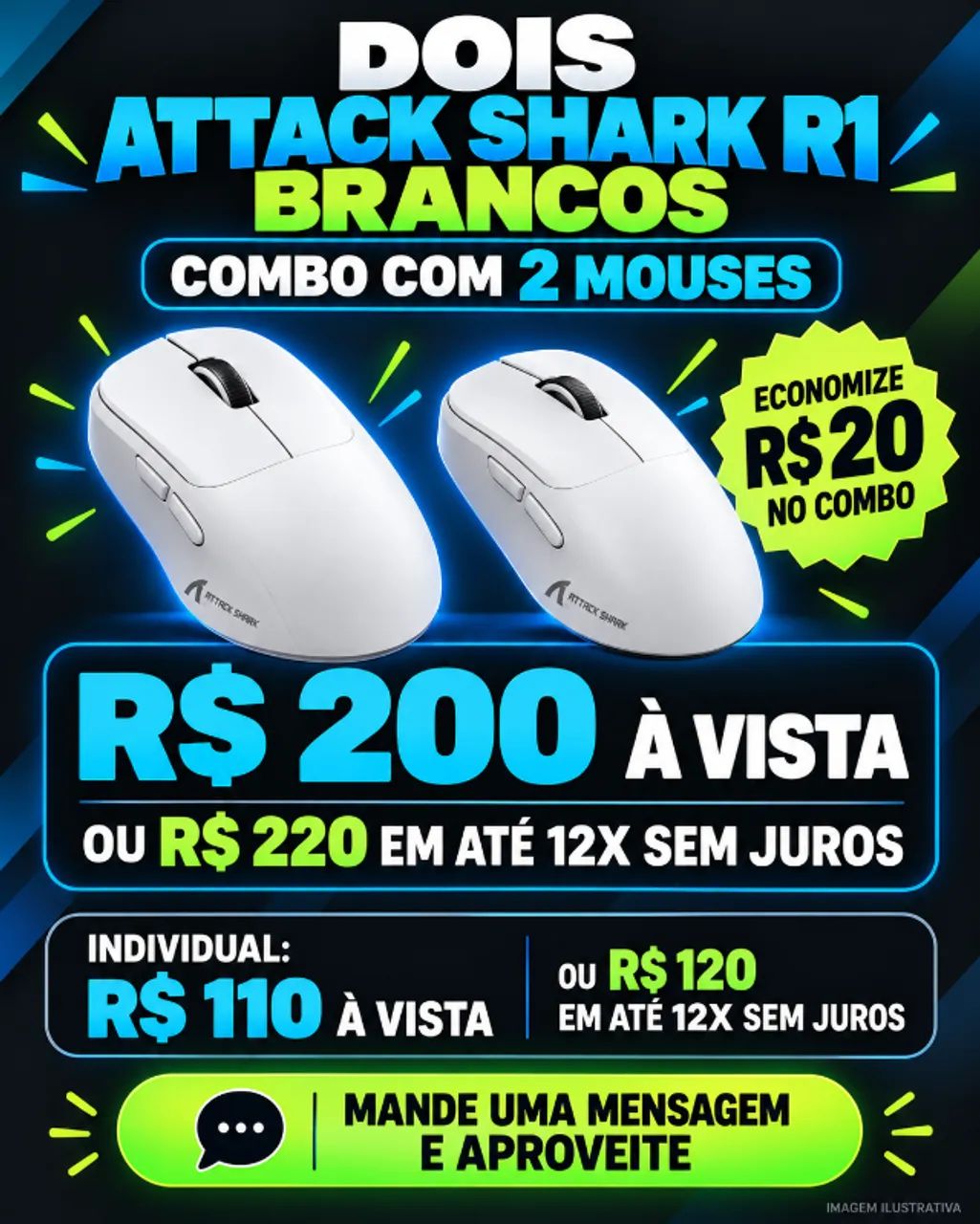 ATTACK SHARK R1 BRANCO - Foto 2