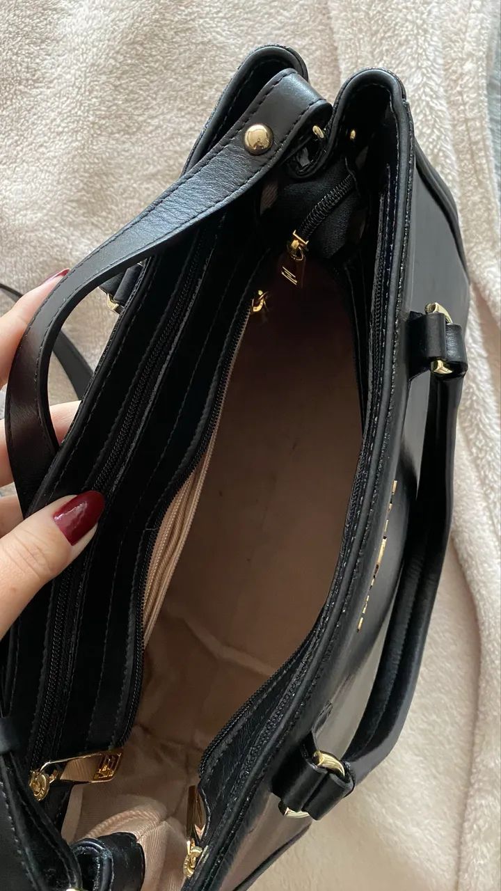 Bolsa SMARTBAG couro legítimo cor preta - Foto 2