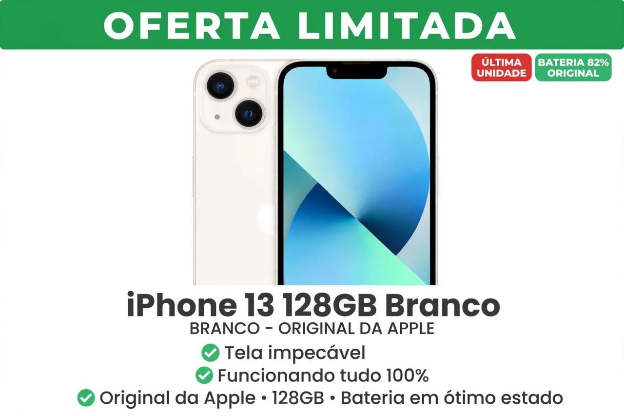 iPhone 13 128GB Branco 82% Bateria Original
