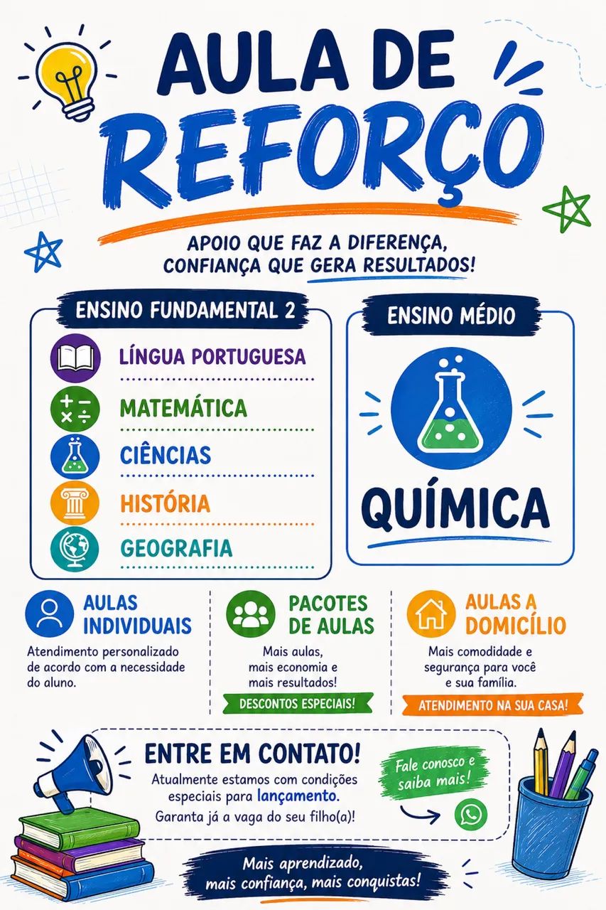Reforço escolar - ensino fundamental e médio 