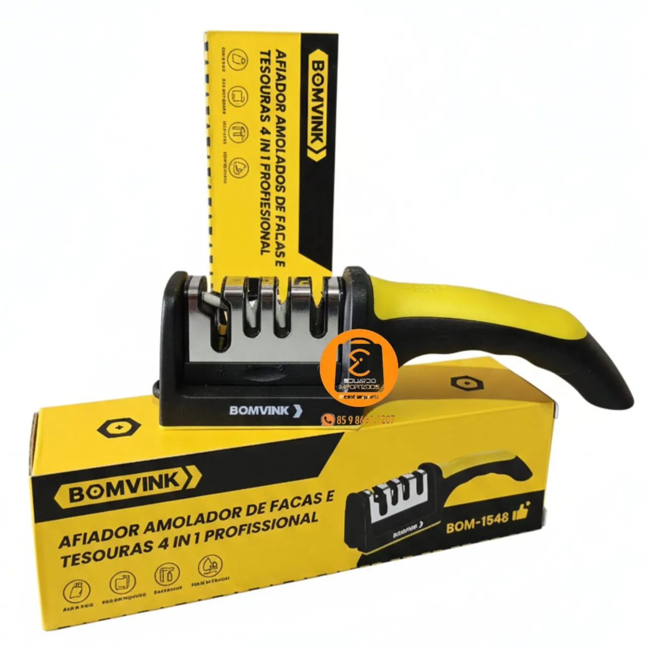 Afiador Amolador de Facas e Tesouras 4 em 1 Profissional BOM-1548