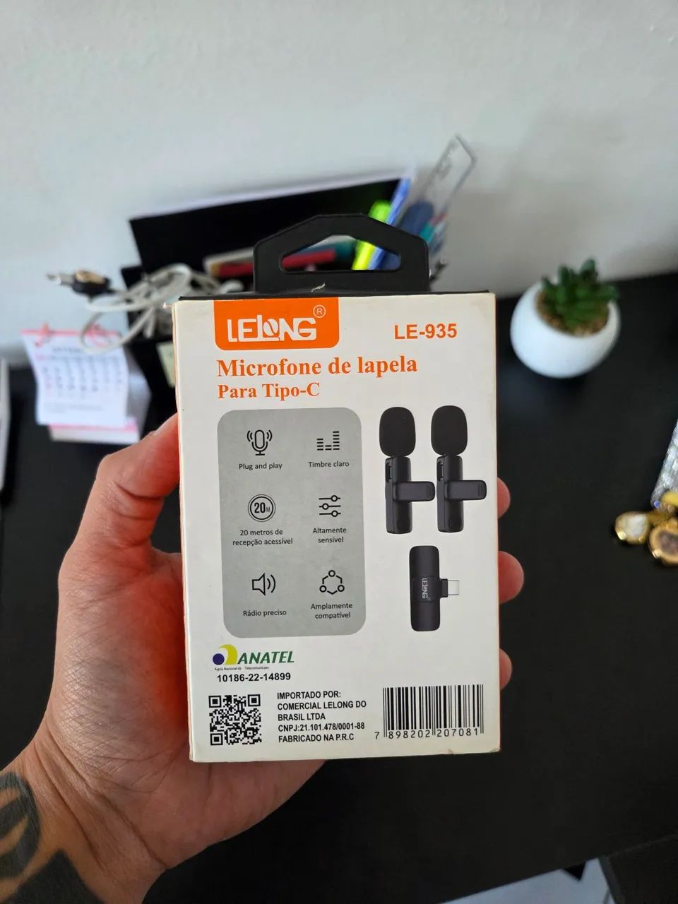 Microfone Lapela Sem Fio 2 Em 1 Para Android Tipo C Wireless - Foto 4