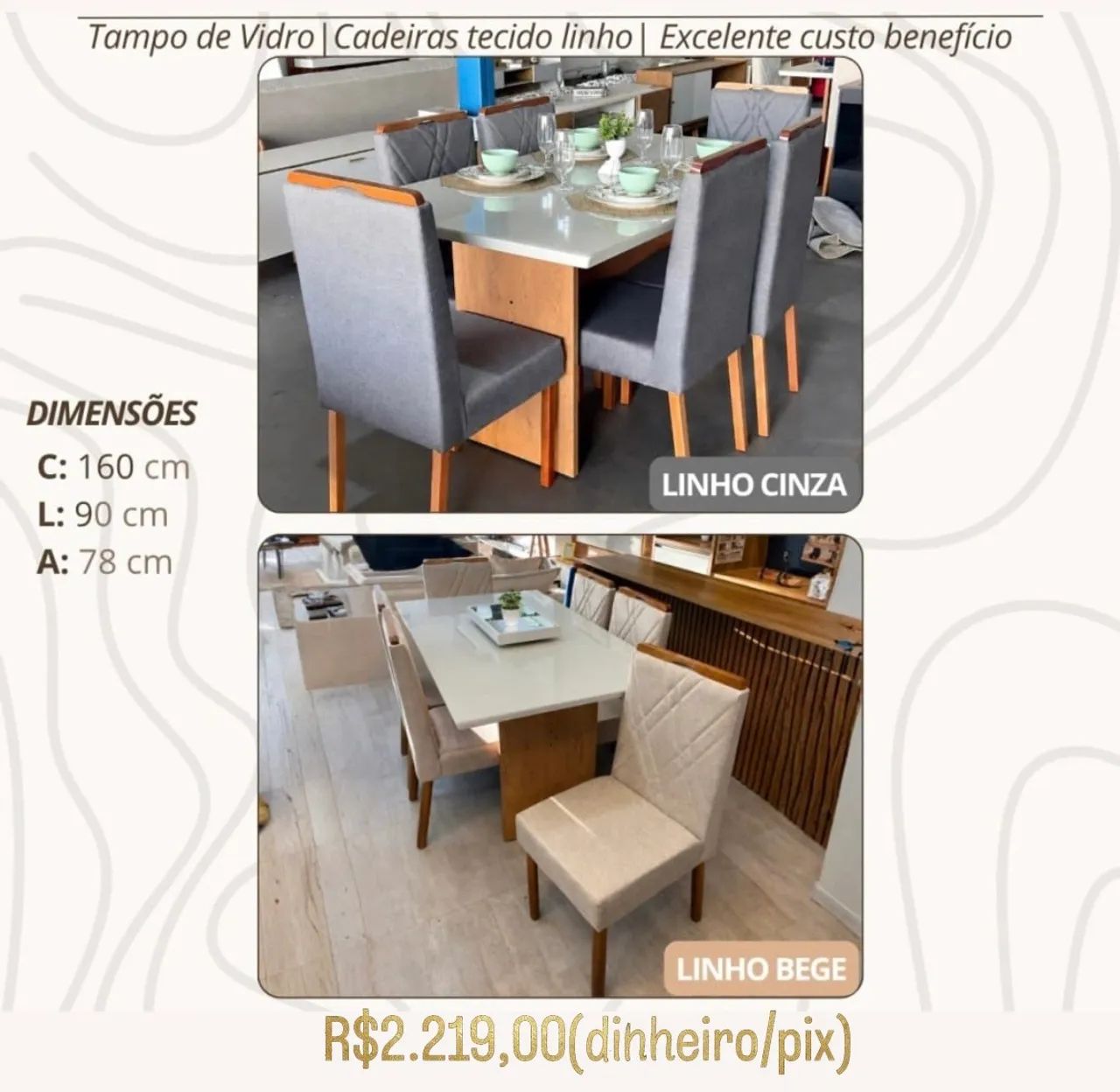 Mesa de Jantar com 6/cadeiras