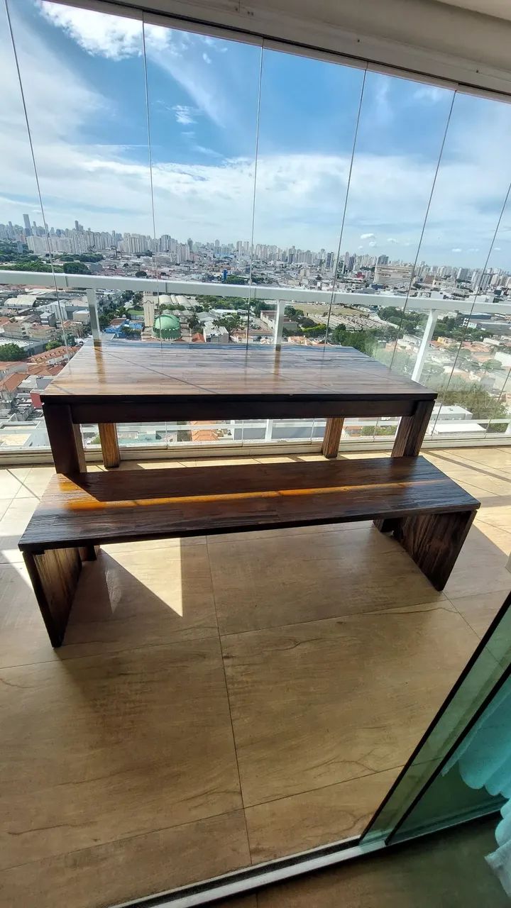 Mesa madeira rústica, externa ou interna com extensor de tamanho  - Foto 4