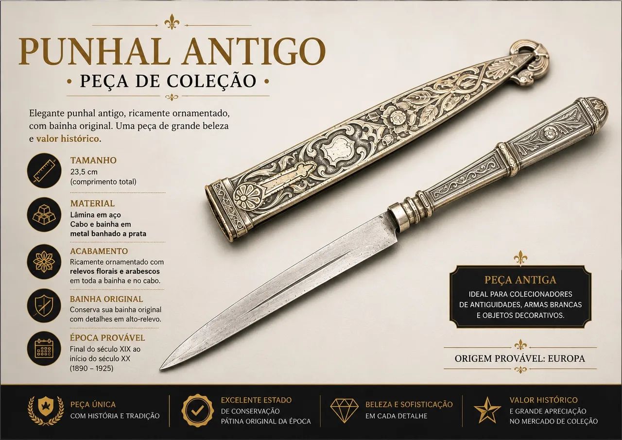 Punhal Antigo de prata 