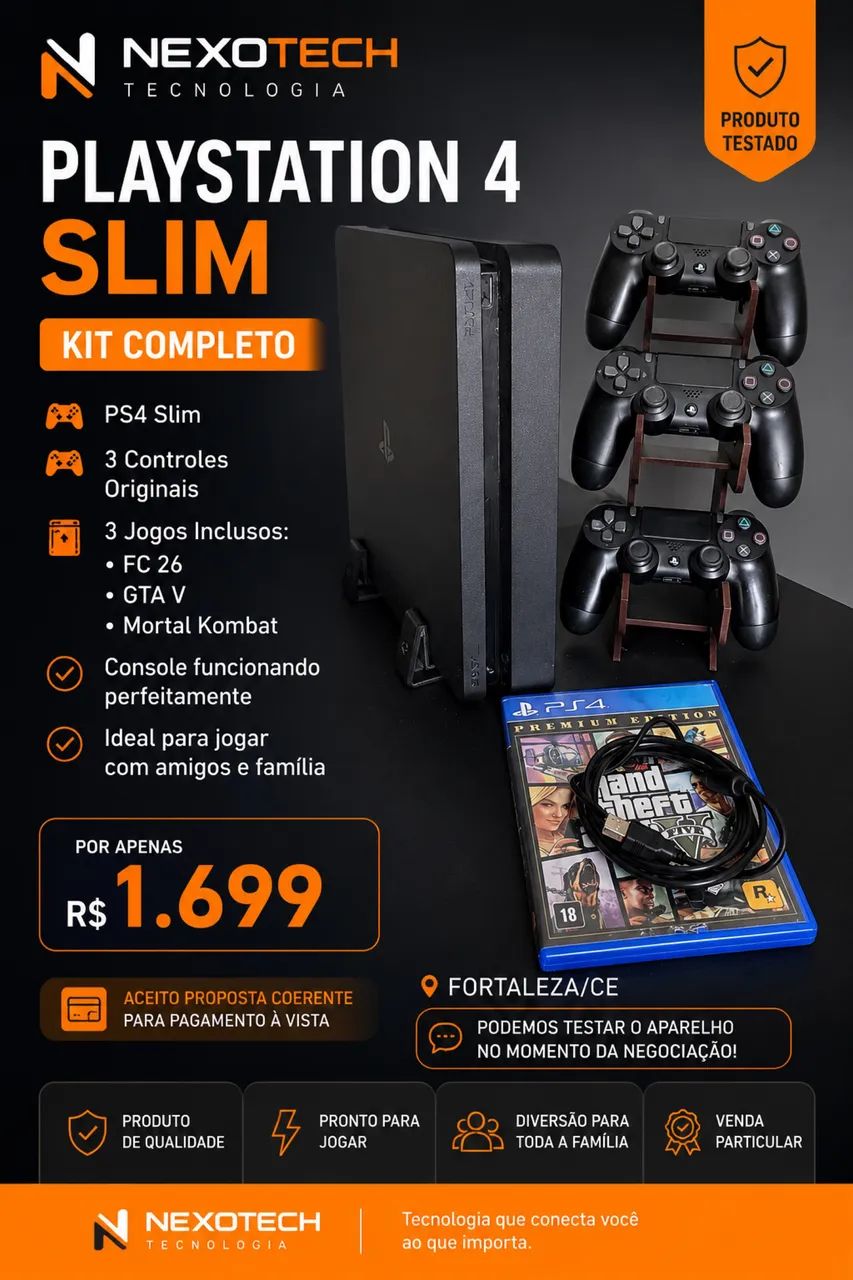 ? PS4 SLIM ? KIT COMPLETO 