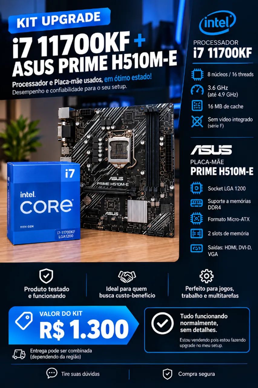 Kit Upgrade | i7 11700KF + ASUS PRIME H510M-E 